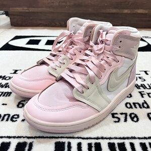 Air Jordan 1 Method of Make High Top Pink Oxford Satin Sneakers